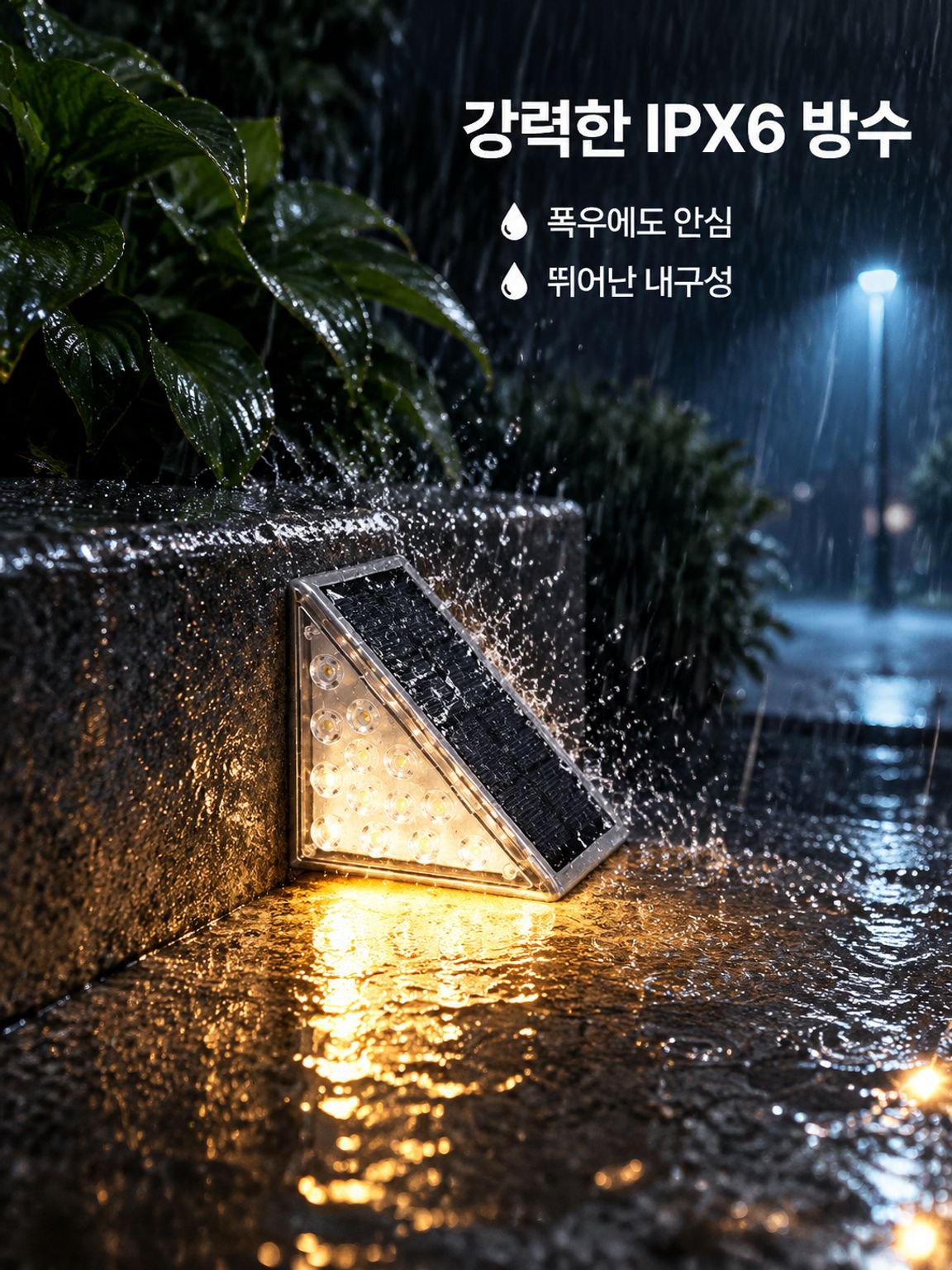 야외용 방수 삼각형 태양광 계단 조명