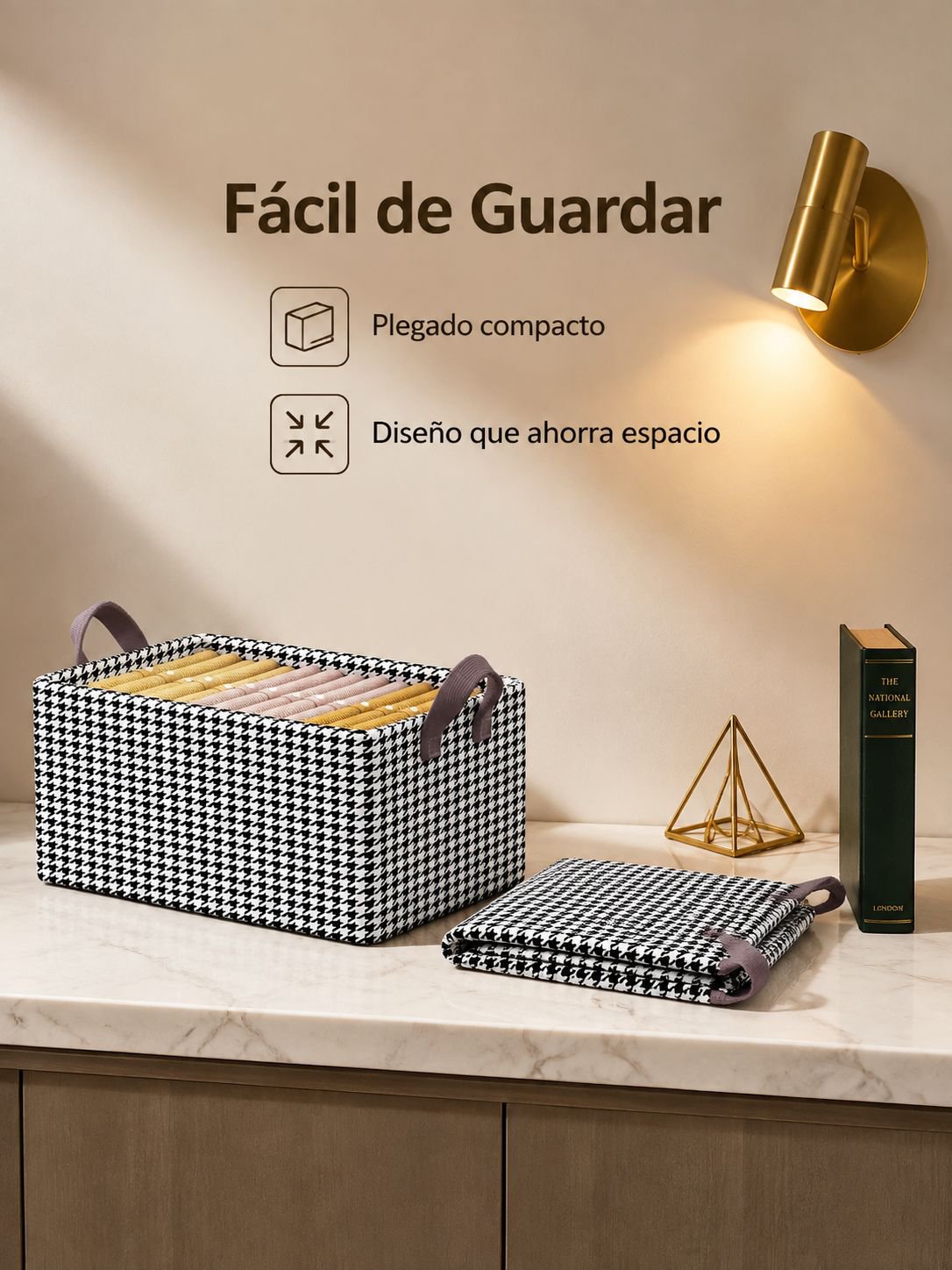 Caja de almacenamiento de ropa plegable portátil con diseño de pata de gallo