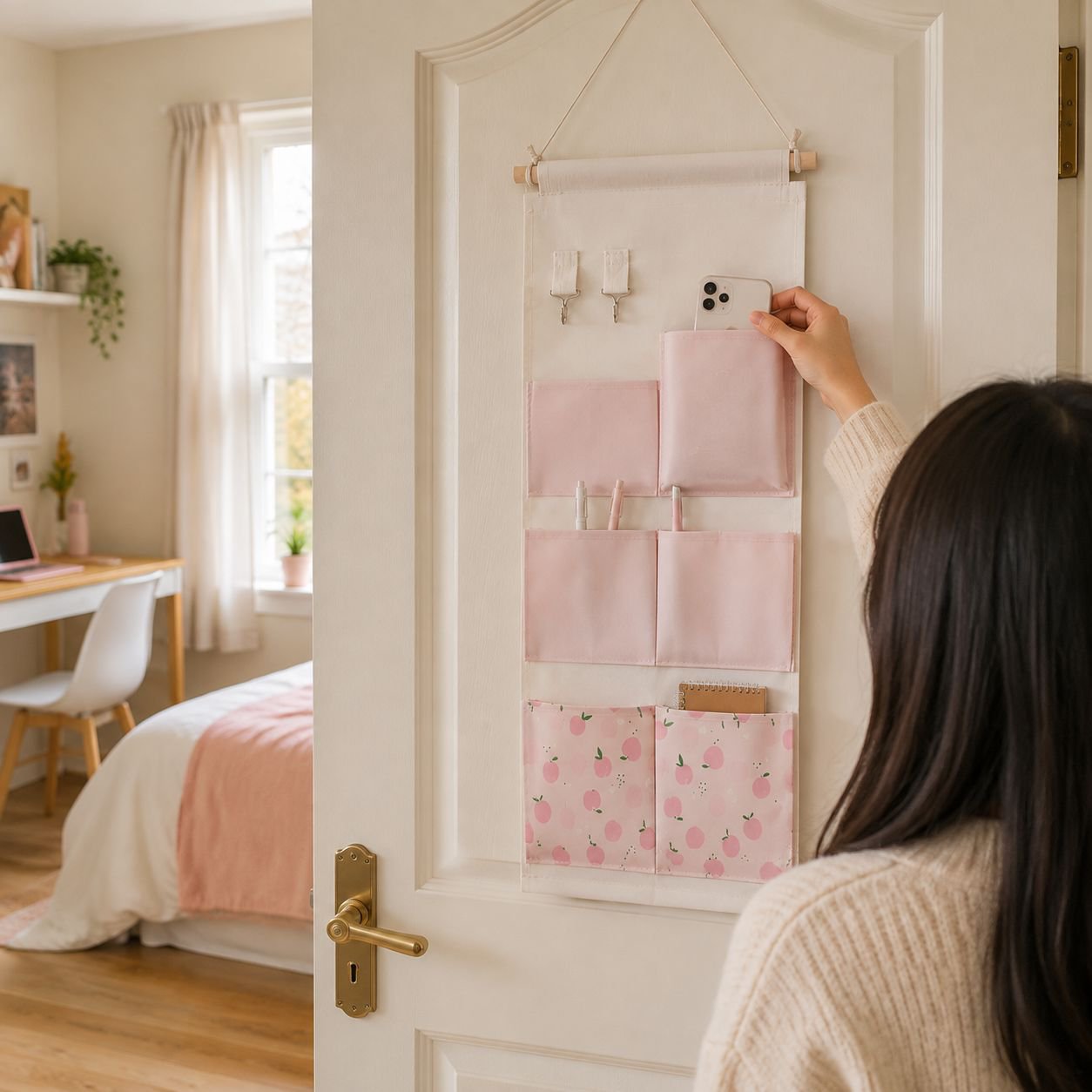 Compact door organizer for small items and gadgets