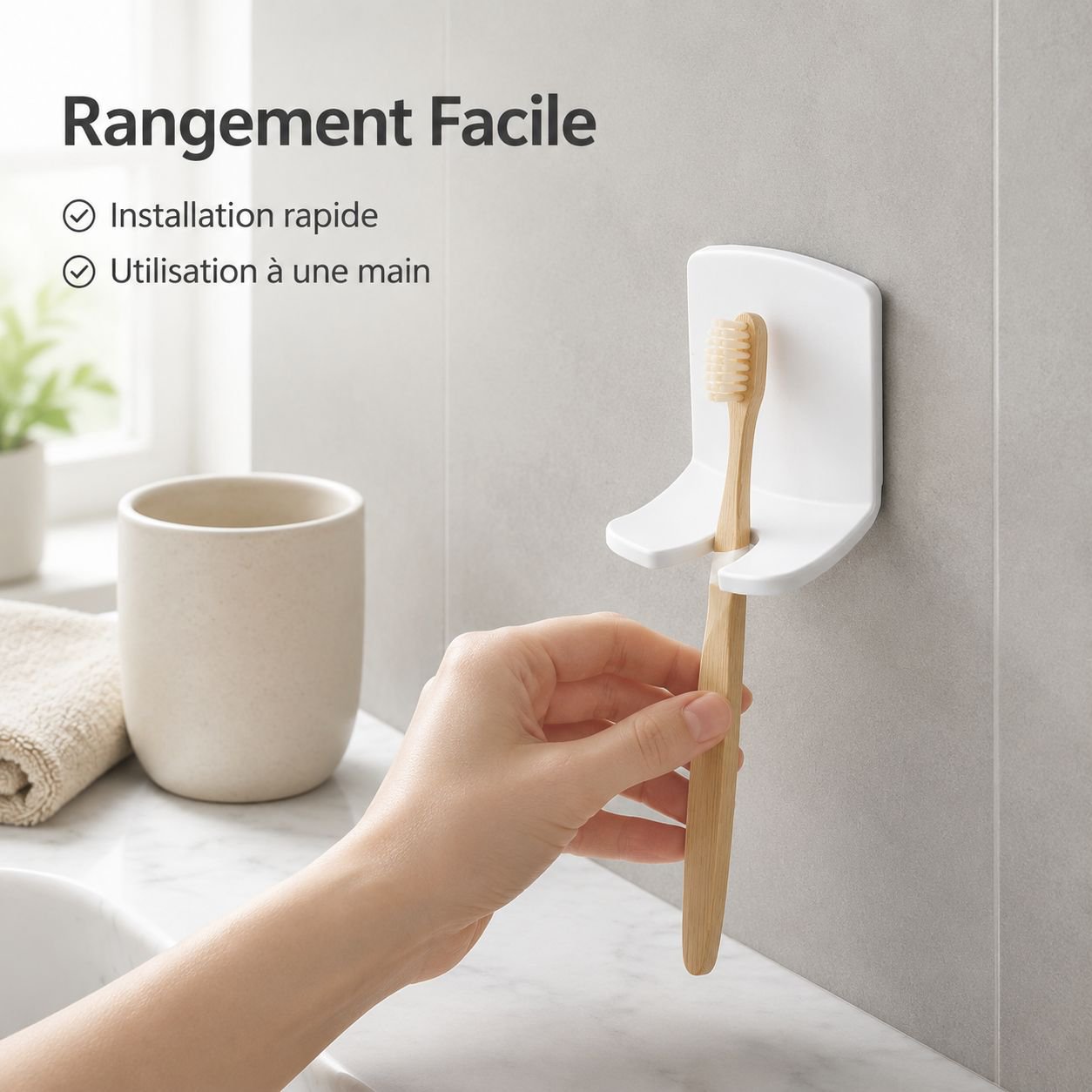 Porte-brosse à dents minimaliste sans perçage