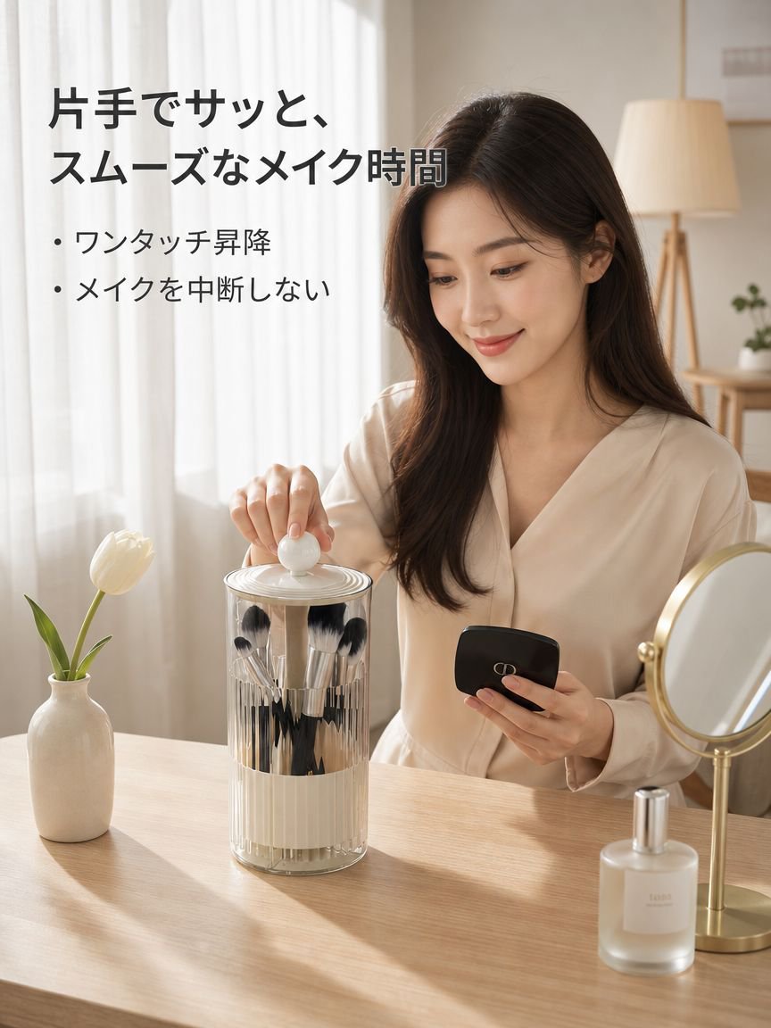 自動昇降メイクブラシ収納ケース