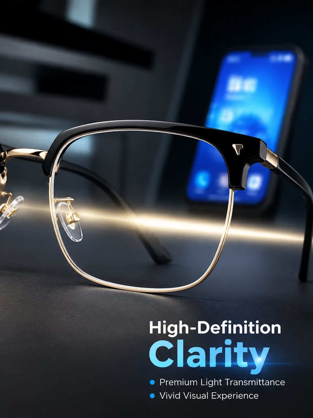 High-definition intelligent zoom half-rim reading glasses