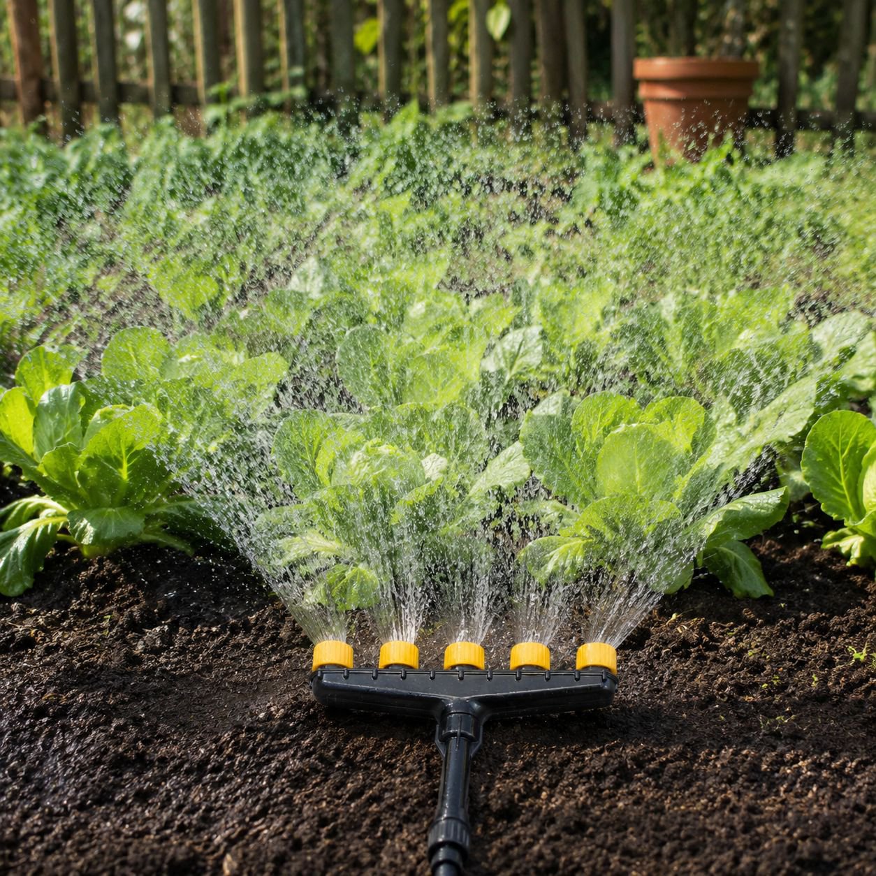 Efficient lawn watering with multi-sprinkler hose