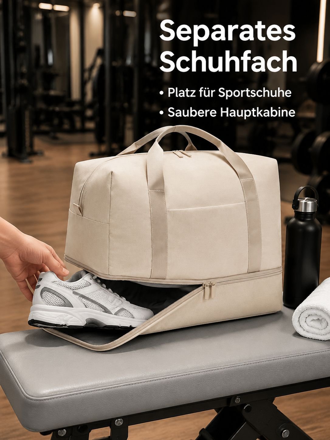 Tragbare Tasche mit Nass-Trocken-Trennung