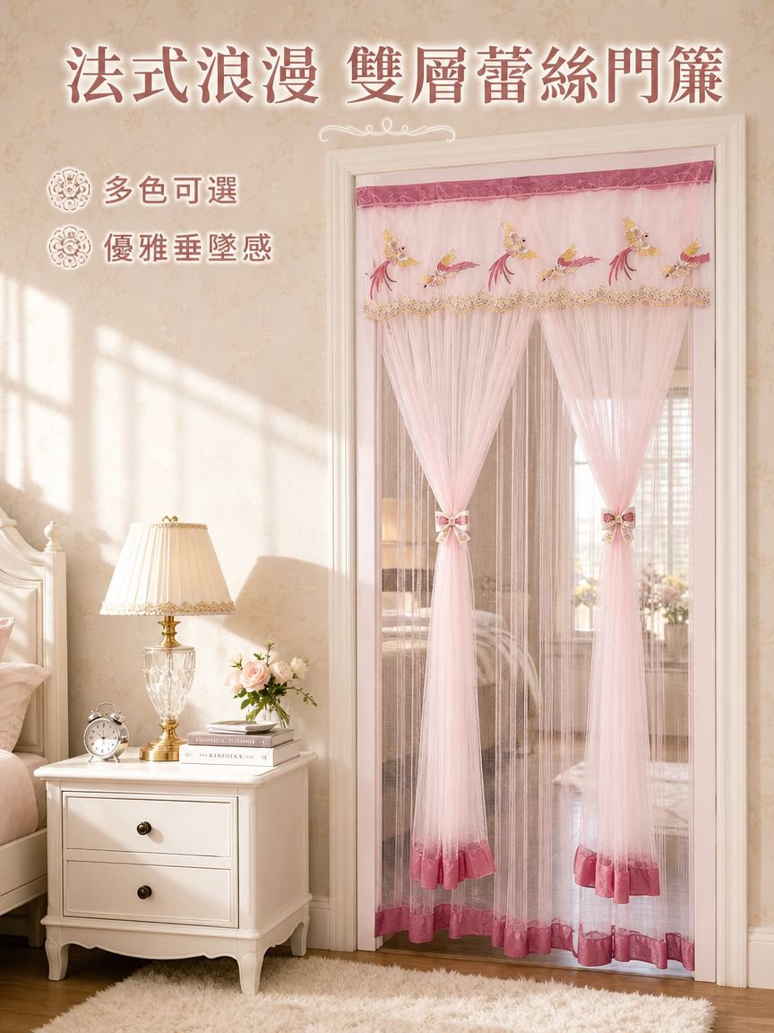 美國進口雙層優質門簾，無需打孔，熱銷產品