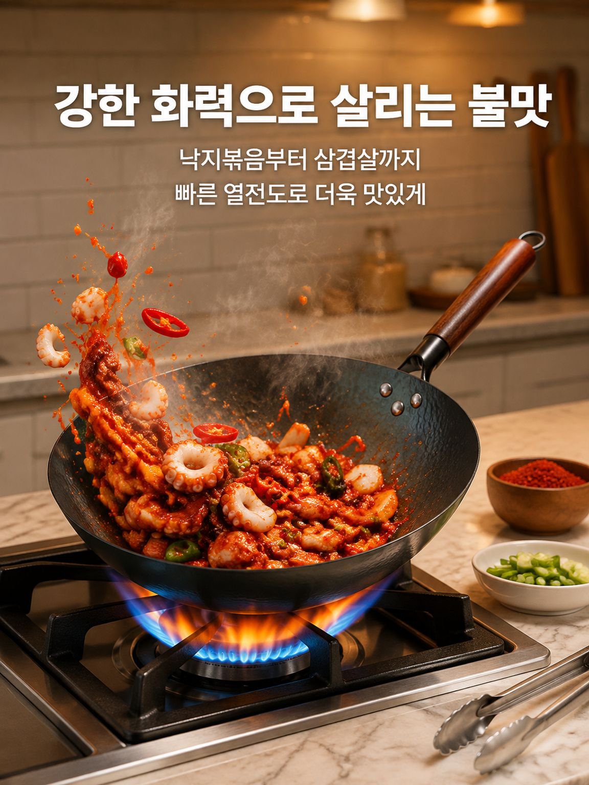 무코팅 원형 바닥 철 프라이팬