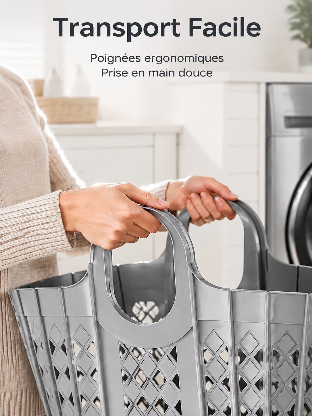 Grand panier à linge sale en plastique