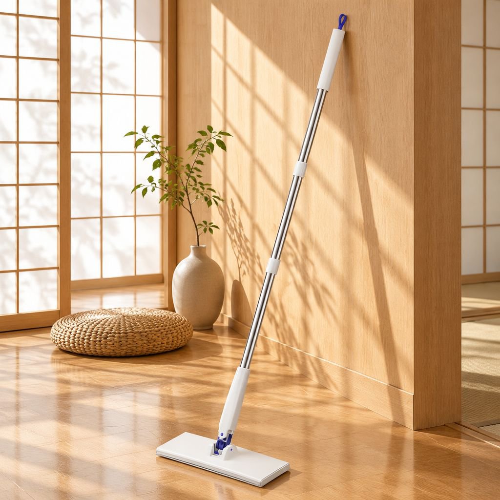 フロアワイパー 本体 1秒で着脱 ワンタッチモップ 2in1水切りワイパー 乾湿両用モップ 拭き掃除 雑巾ワイパー ベランダ 玄関 床 窓 フロア フローリング 掃除道具 使い捨てドライシート付き