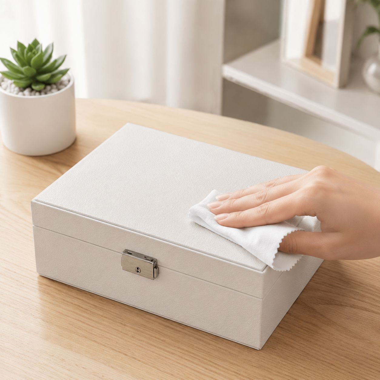 Jewelry storage box with compartments for earrings and rings