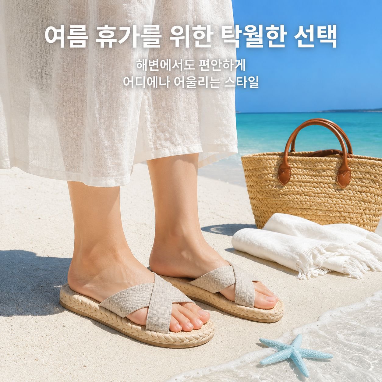 여름 해변 여성용 플랫 샌들 비치 샌들