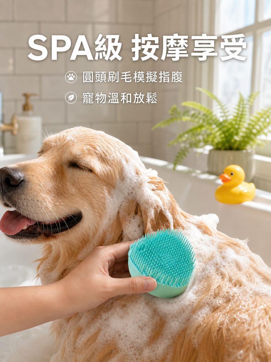 寵物洗澡矽膠刷按摩清潔