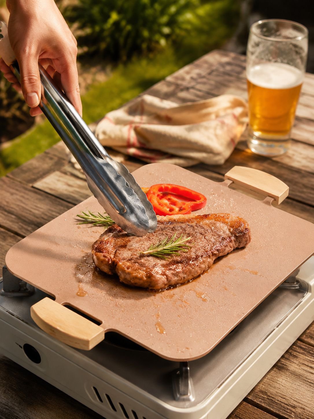 Plaque de cuisson grill antiadhésive pour barbecue camping en plein air
