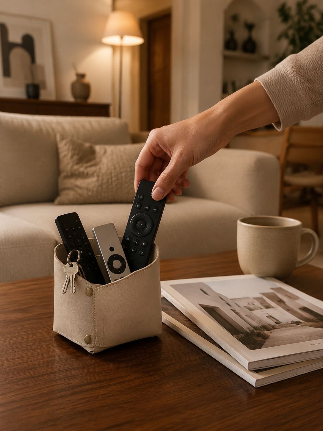 Caja de almacenamiento para controles remotos y artículos del hogar
