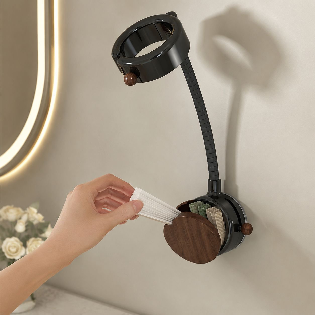 Space-saving fan organizer rack fixed to the wall