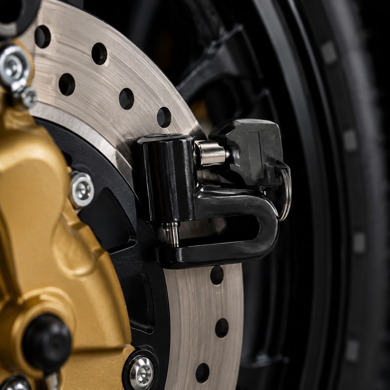 Anti-theft lock installed on bike disc