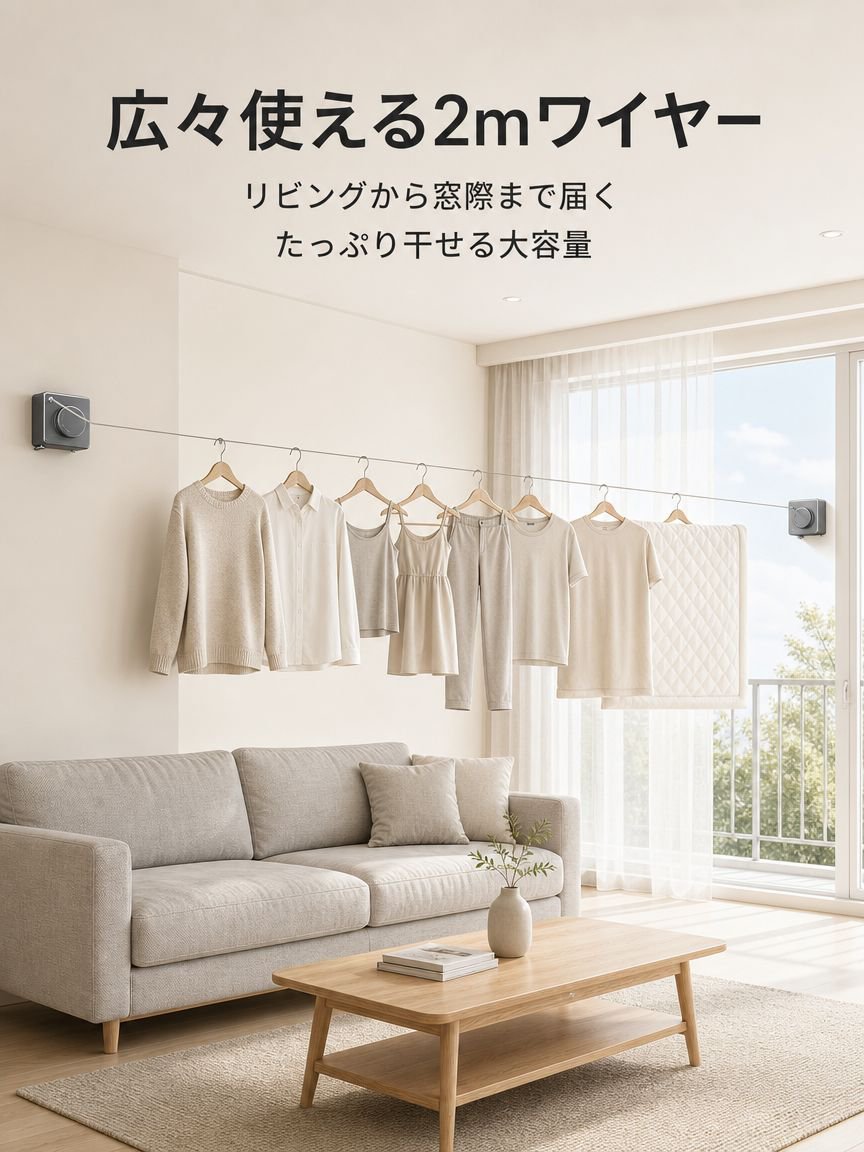コンパクト収納が可能な物干しロープ