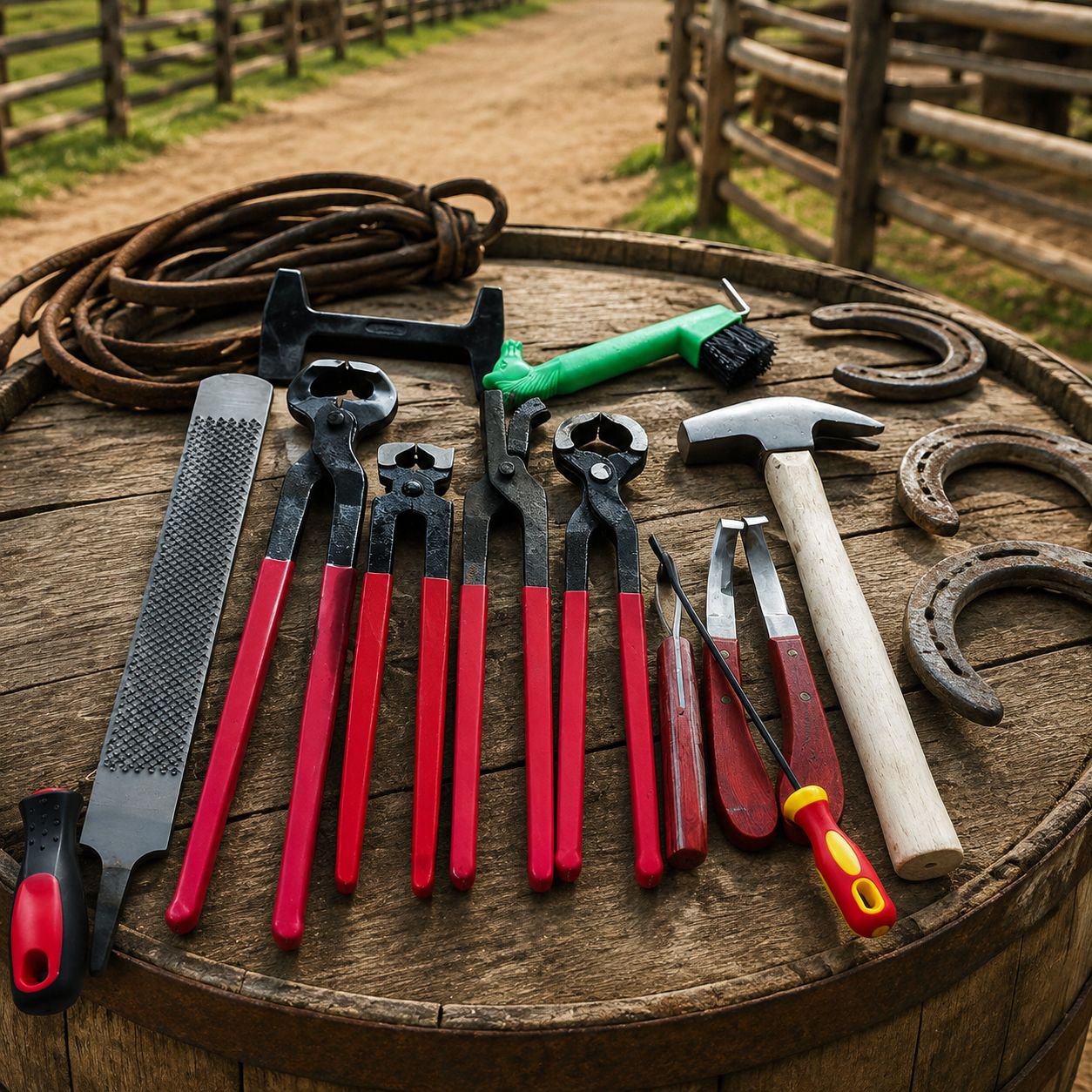 Juego de herramientas para cortar y clavar cascos: tijeras para cascos, alicates para clavar, alicat