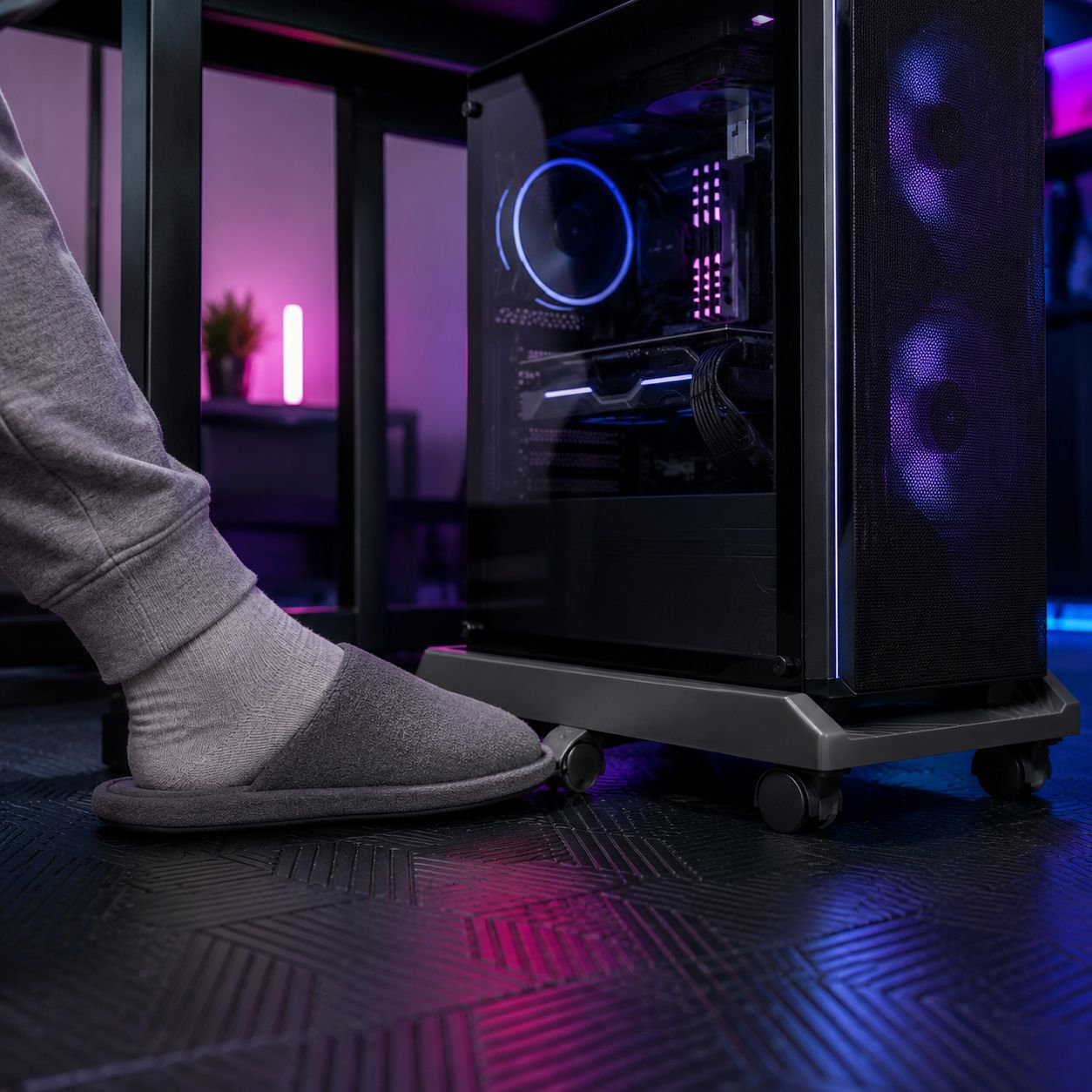 All-in-One Computer and Printer Stand with Wheels for Home Use
