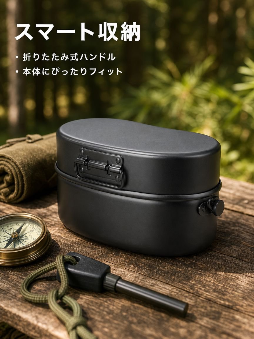 二重構造の厚手アルミ製ランチボックス