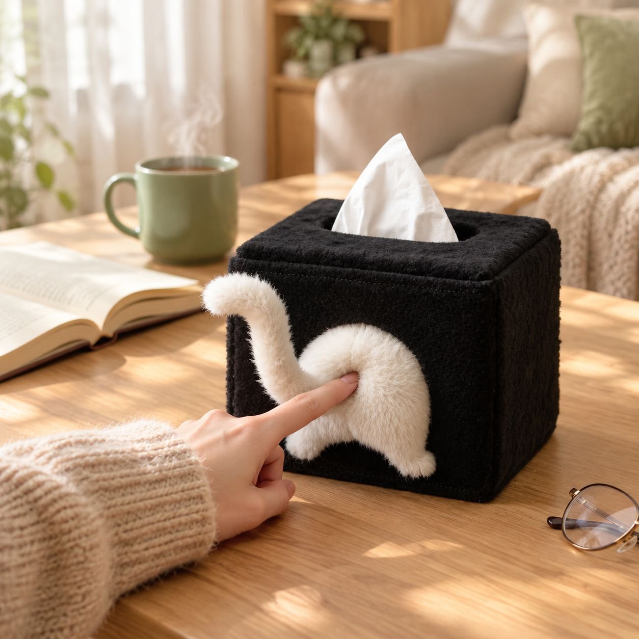 Cute and mischievous kitten tissue box/napkin box/plush plush toy box/decorative storage