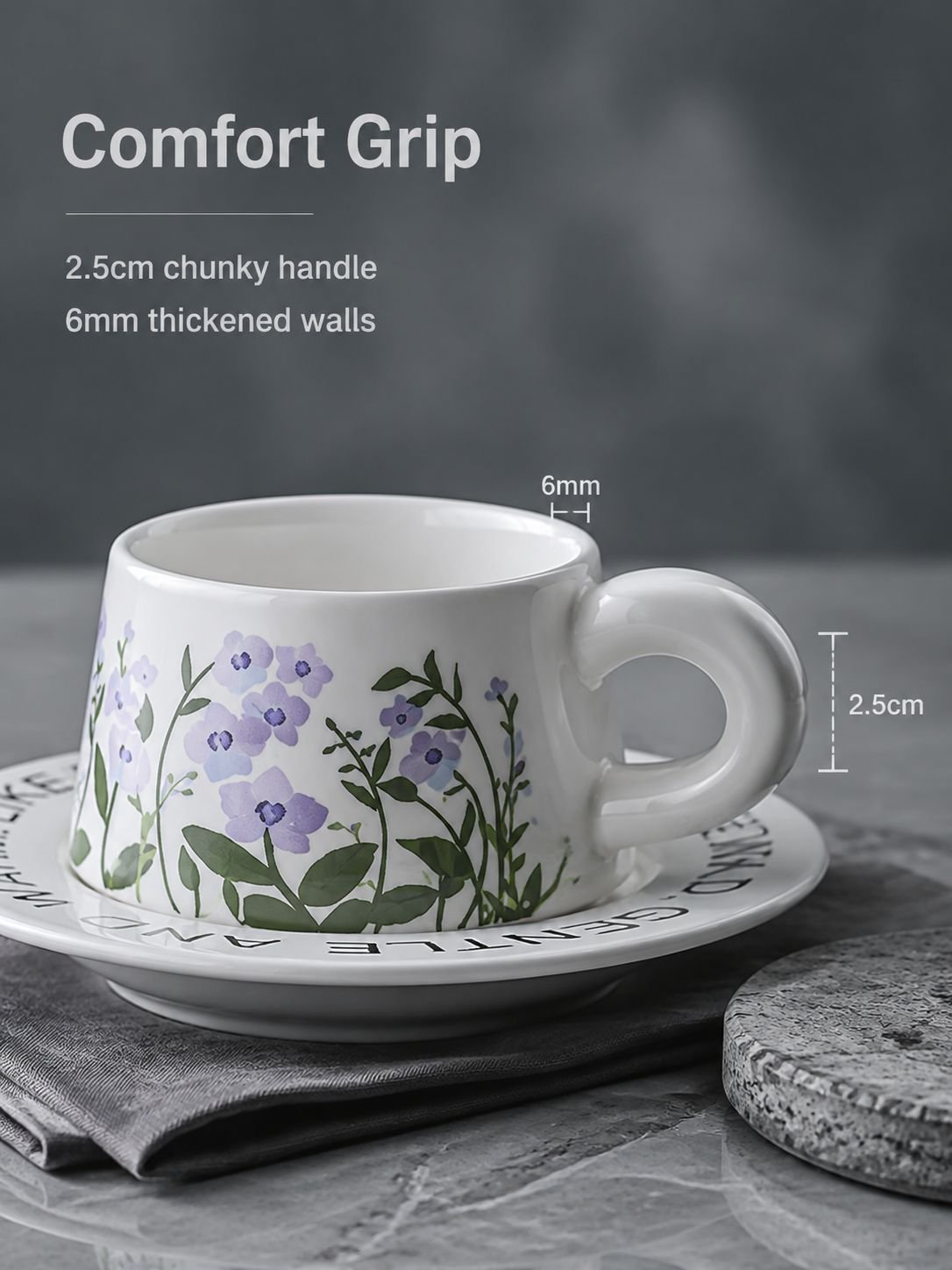 Luxury Mesh Wine Snack Set, Country Ceramic Tea Cup & Saucer Combo