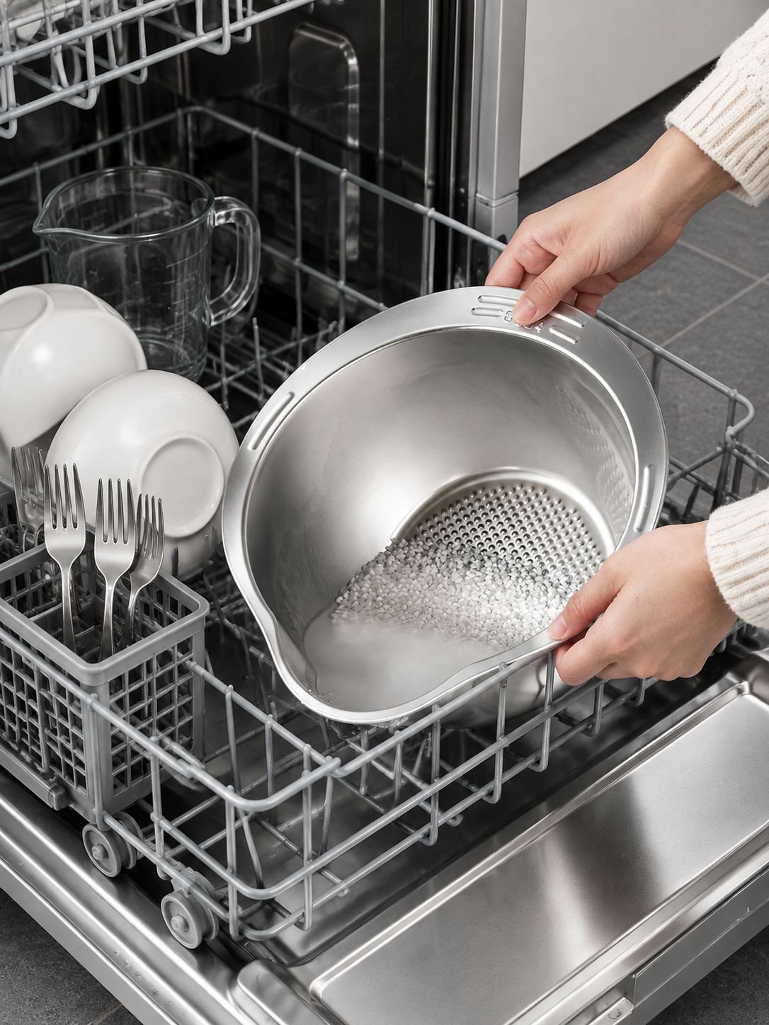 Space-saving vegetable washing bowl with easy grip handles