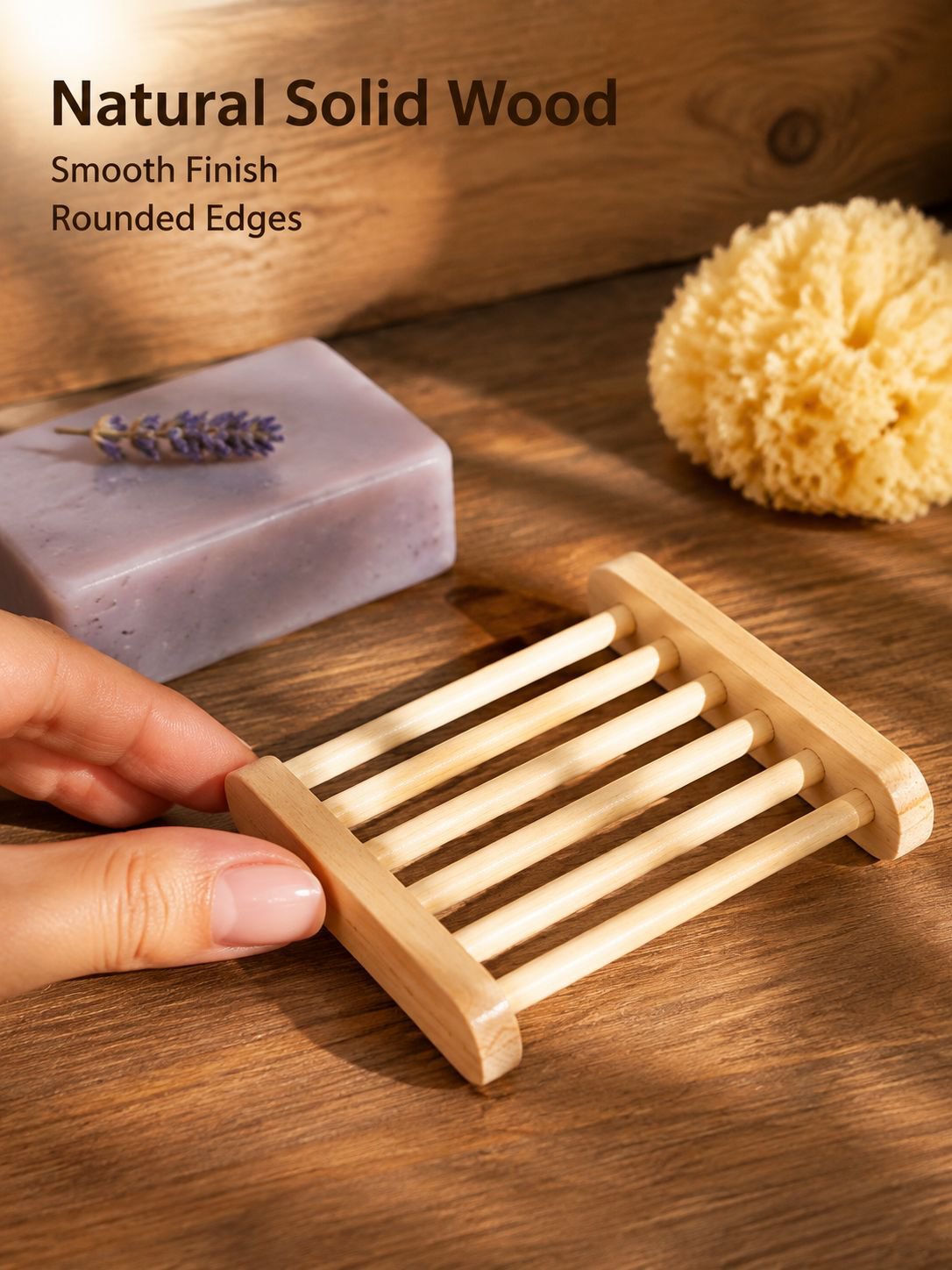 Wooden soap rack for bathroom storage