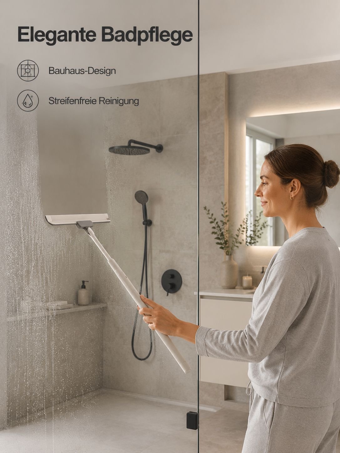 Multifunktionaler Silikon-Wischer im modernen Badezimmer