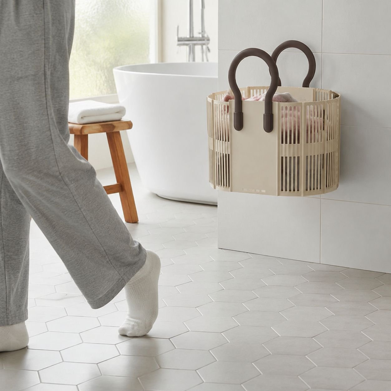 Cesto portátil de tela para lavandería y dormitorio