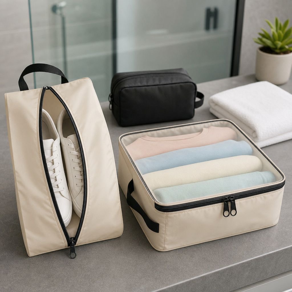 Easy-carry handles on storage organizer