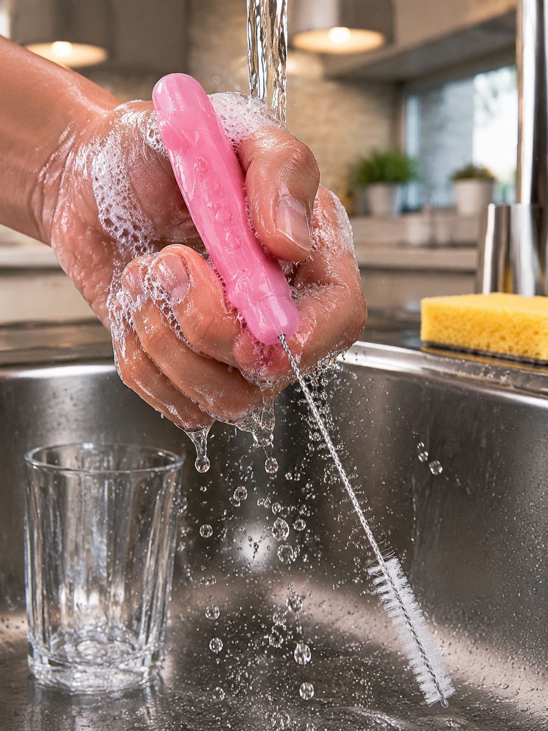 Easy-to-use cleaning brush for straws