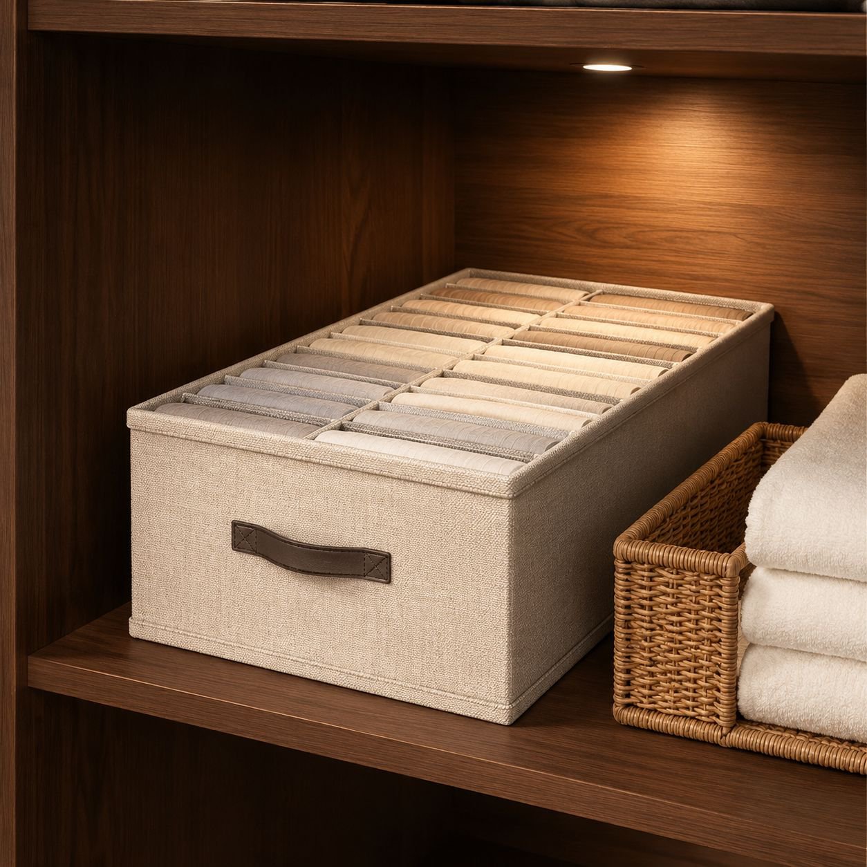 Organizador de ropa y pantalones con dos compartimentos