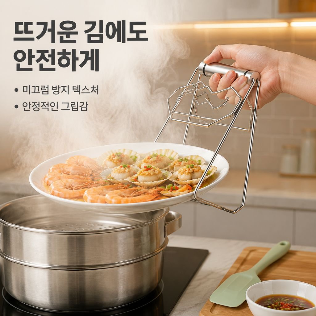 스테인리스 논슬립 찜 야채 집게 플레이트 홀더