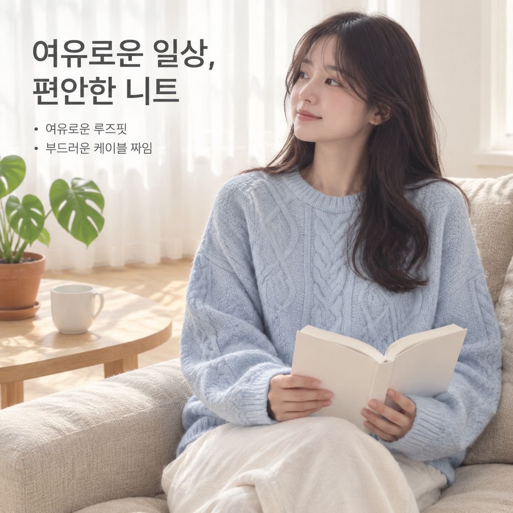 여성용 활용도 높은 루즈핏 크루넥 풀오버 스웨터