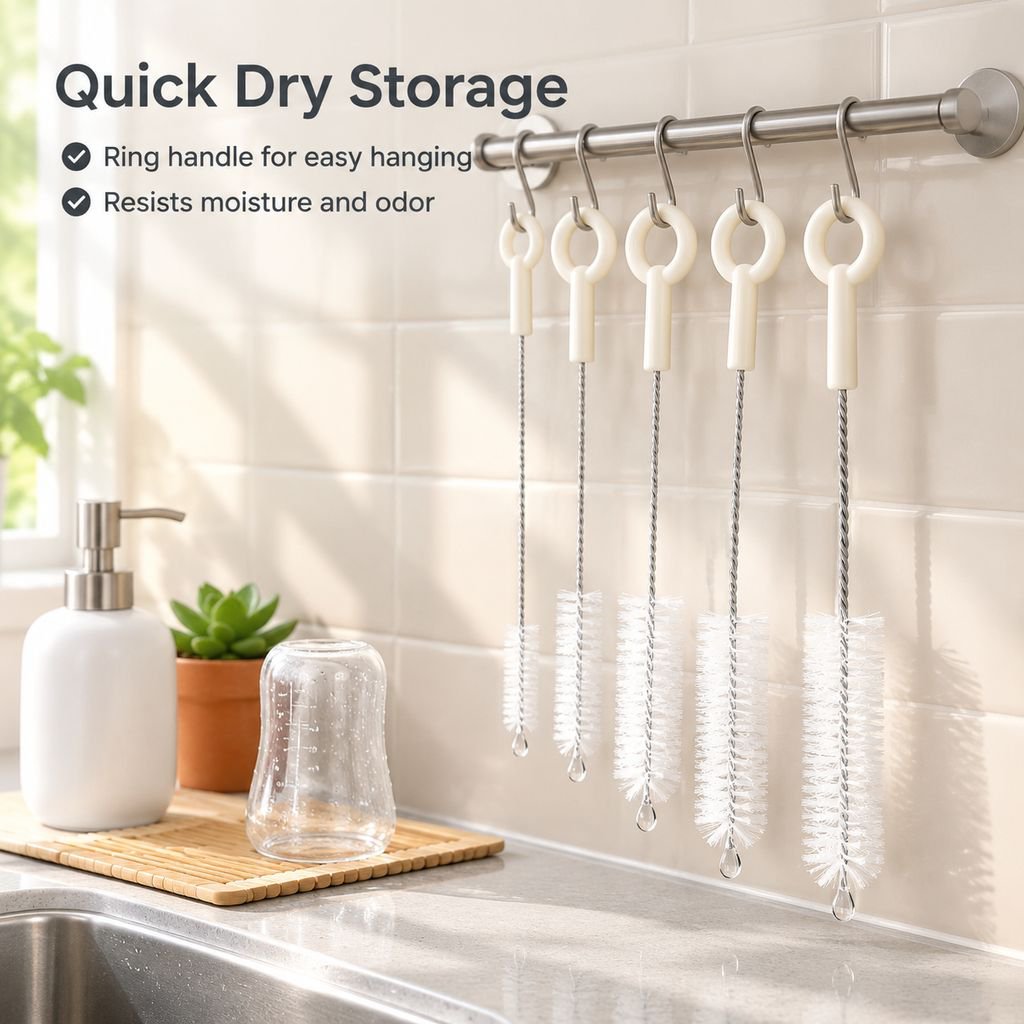 5-Piece Cleaning Brush Set Straw Cup Teapot Spout Crevice and Bottle Brush