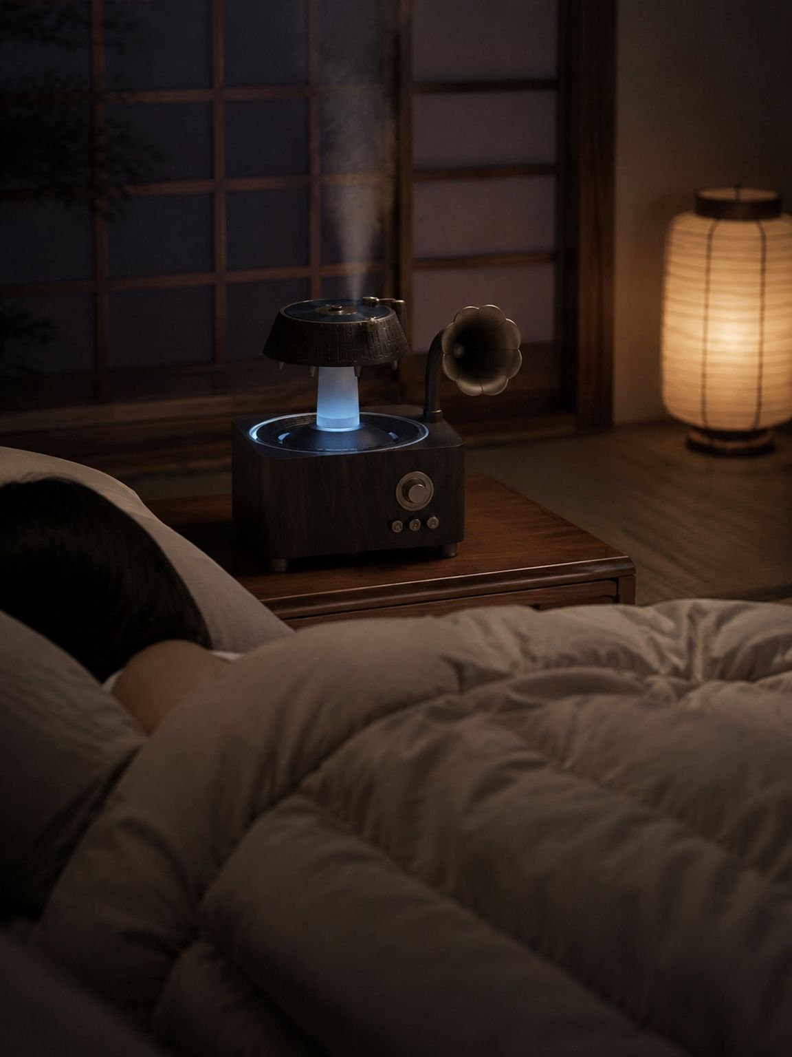 静音ワイヤレス加湿器として使う様子