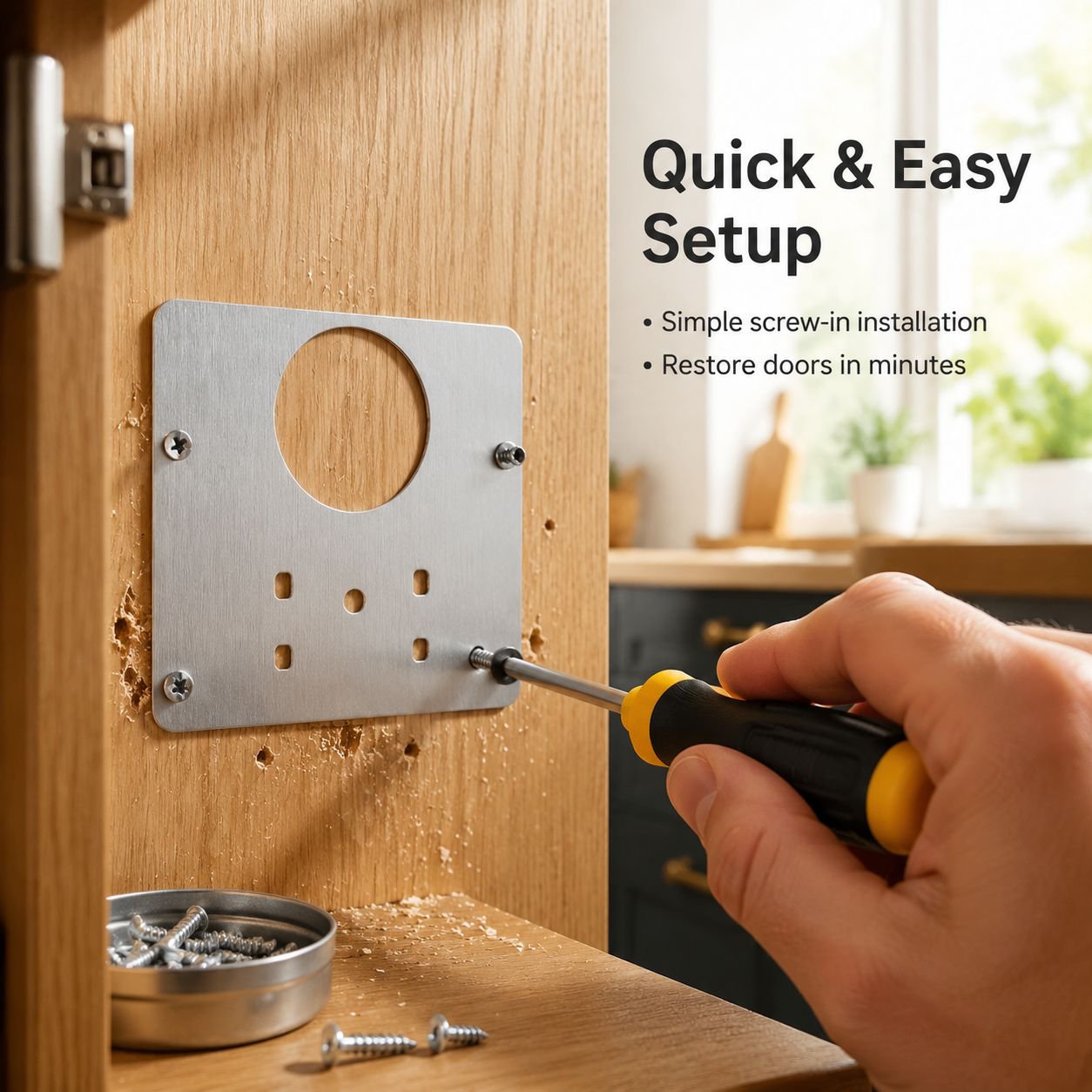 Cabinet Door Hinge Repair Reinforcement Plate with Soft Close