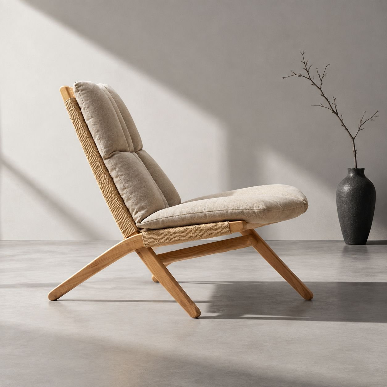 Fauteuil à dossier en chêne rouge massif vue de face