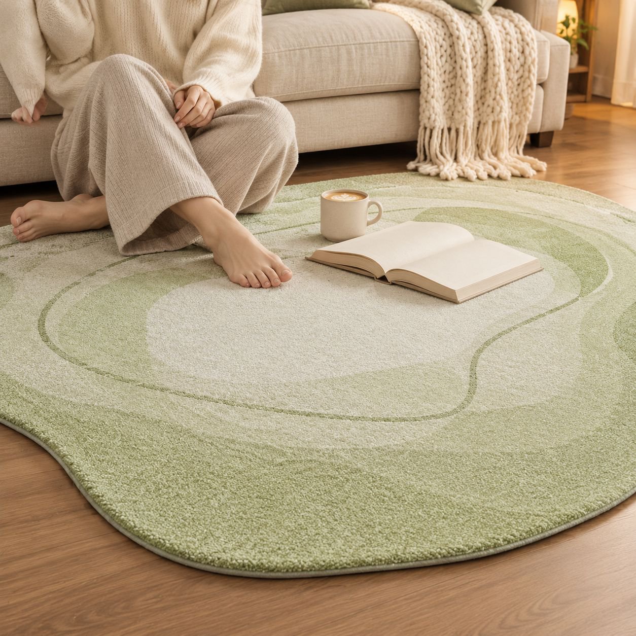 Alfombra de cachemira color crema para sala y dormitorio