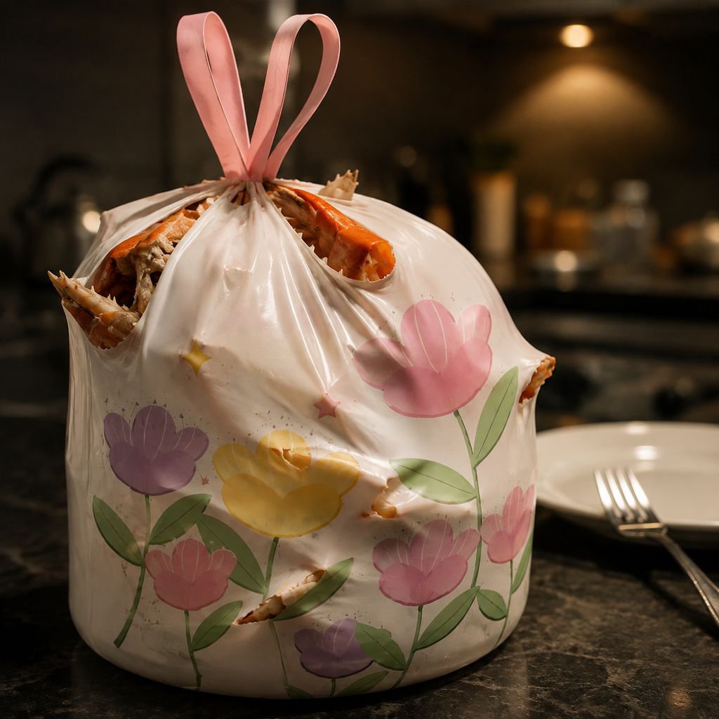 Tulip-shaped garbage bags with drawstring, thickened handle, for kitchen waste, automatic closure, p