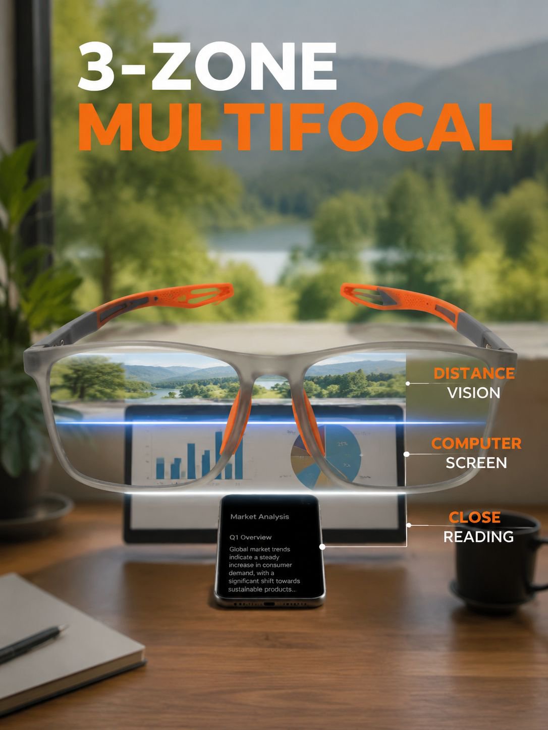 ✨Photochromic multifocal reading glasses(Indestructible / Smart Zoom / No Dizziness)