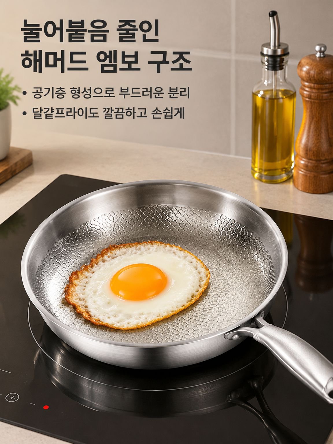 코팅되지 않은 평평한 바닥의 붙지 않는 프라이팬
