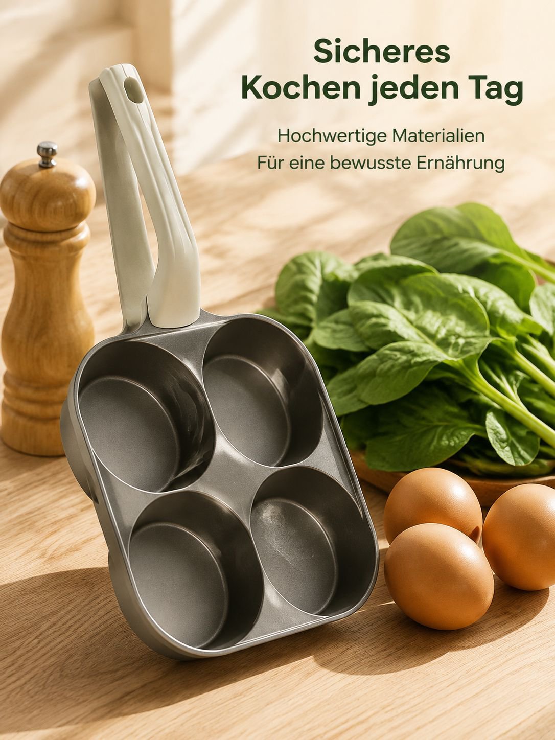 Pfanne mit vier Mulden für Pancakes und Omeletts