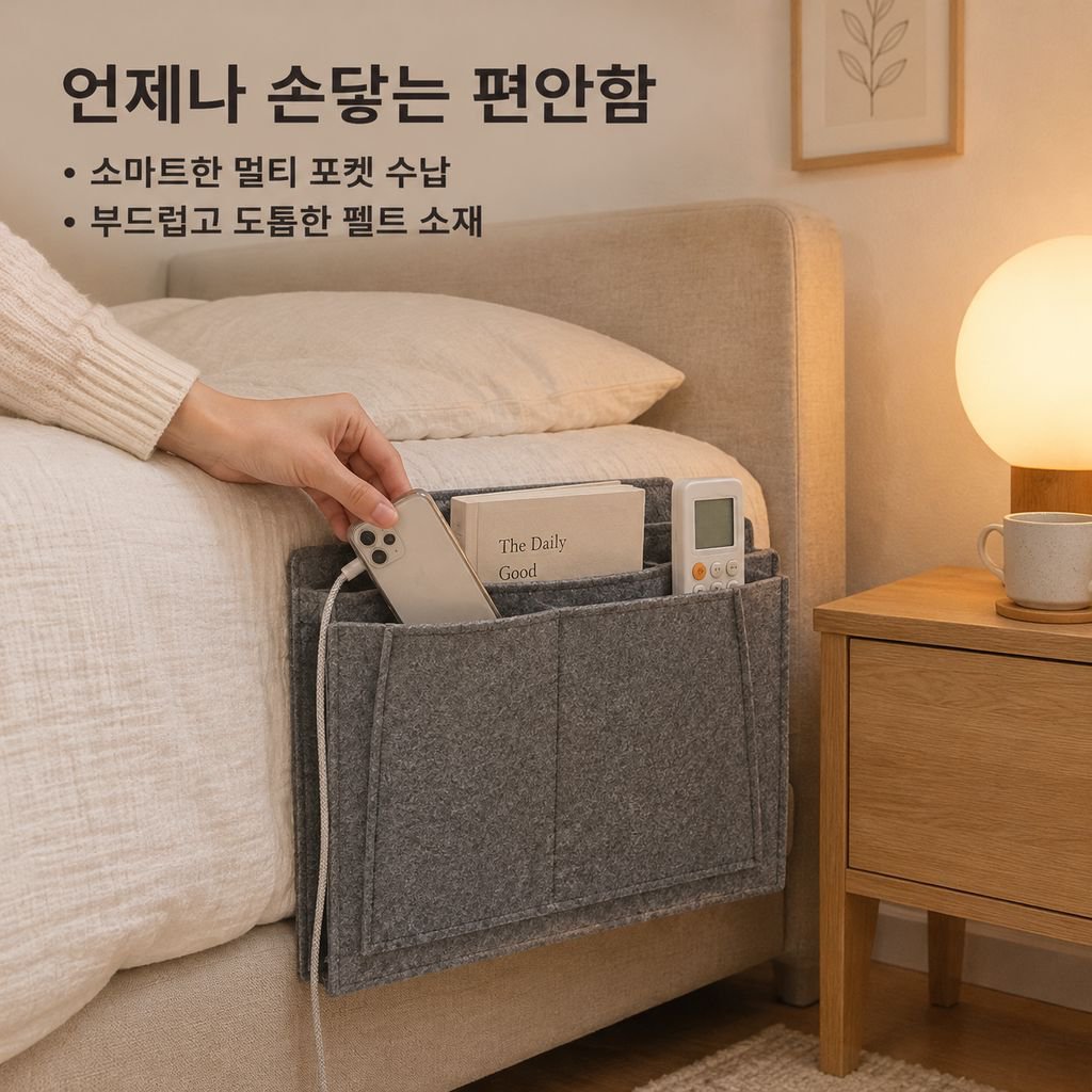 침대 옆 걸이형 펠트 수납 가방 (소파·침대용, 학생 기숙사 겸용)