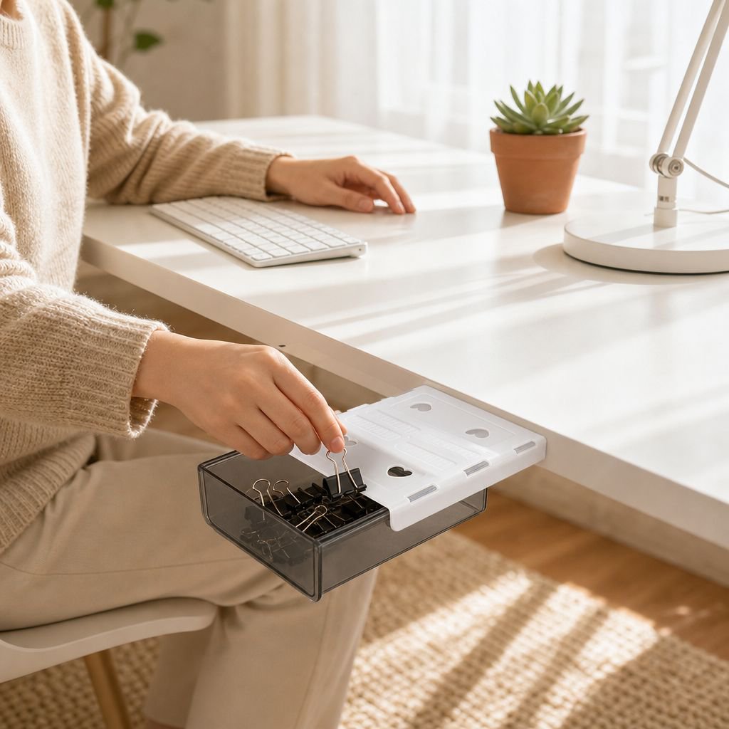 Under desk storage solution for clutter-free workspace