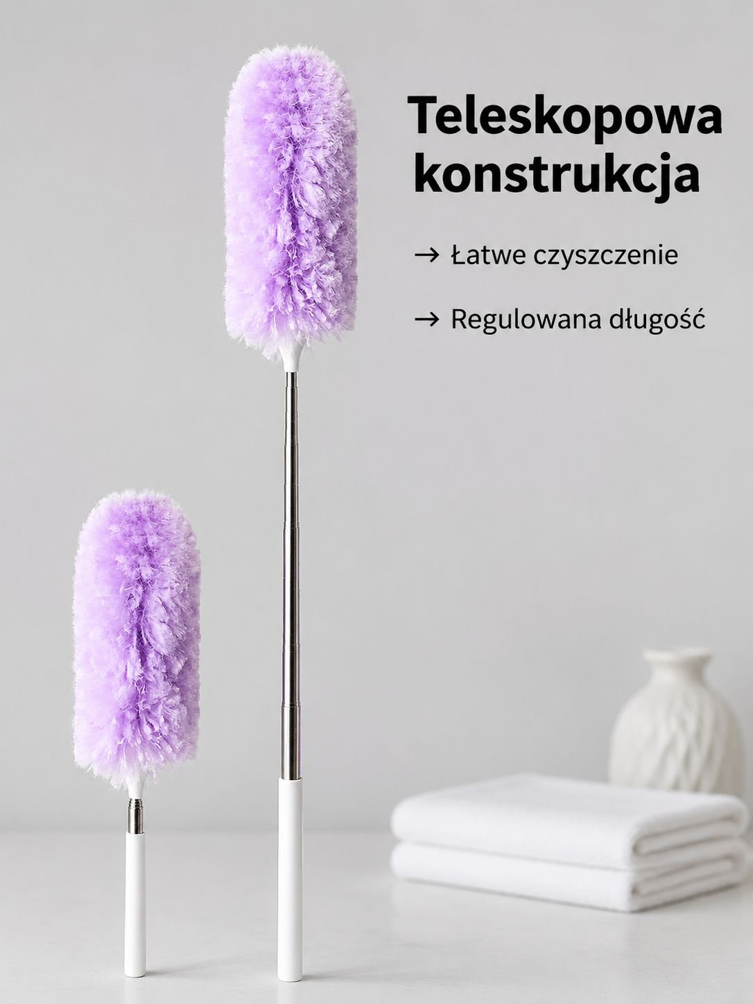 Rozciągana szczotka do kurzu z właściwościami antystatycznymi