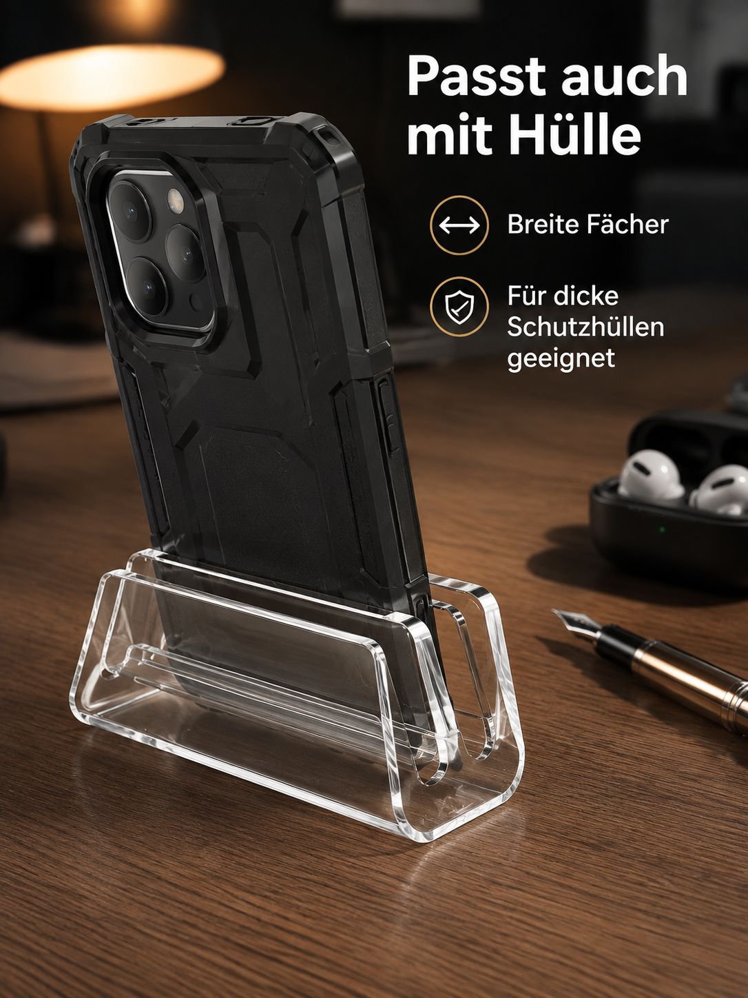 Acryl Handy Organizer mit Fächern, Desktop Ladestation für mehrere Handys