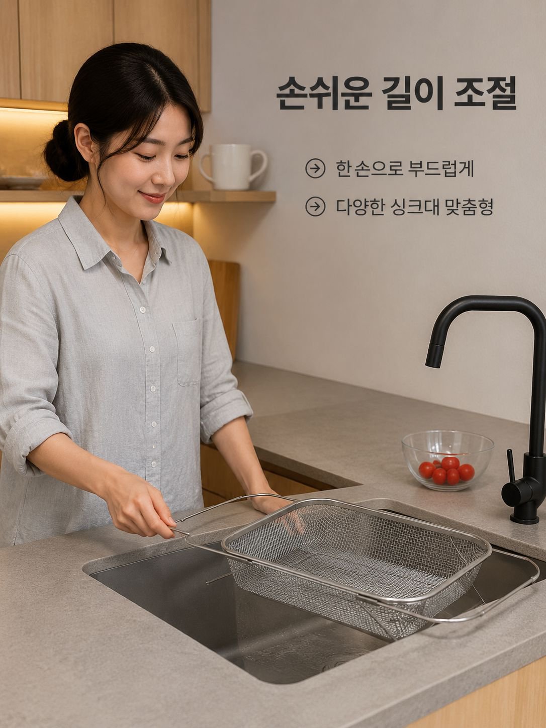 가정용 싱크대 신축 스테인리스 물빠짐 바구니