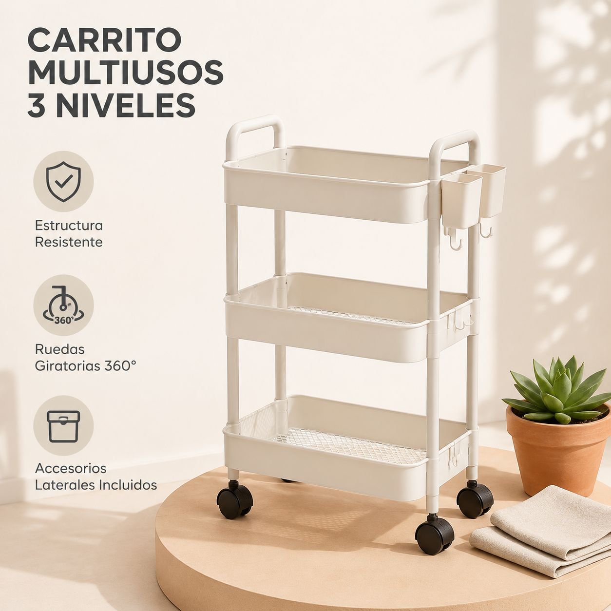 Estante organizador móvil para el hogar, ideal para artículos de bebé