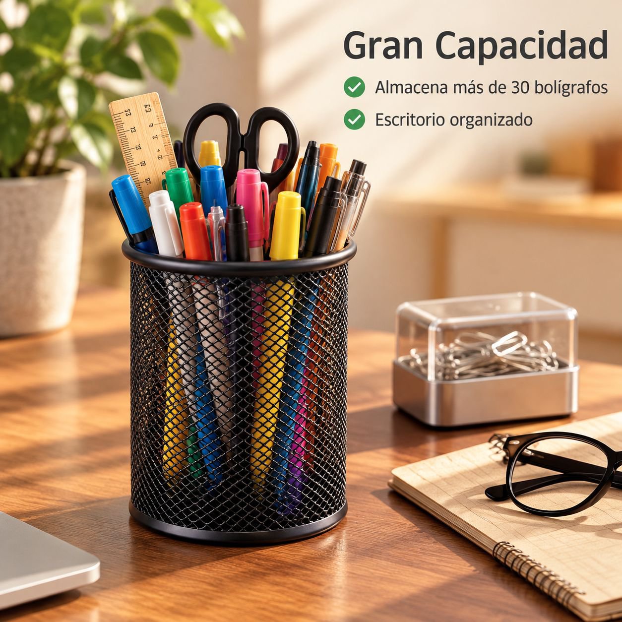 Organizador de Escritorio Deli Portalápices Metálico Multifuncional